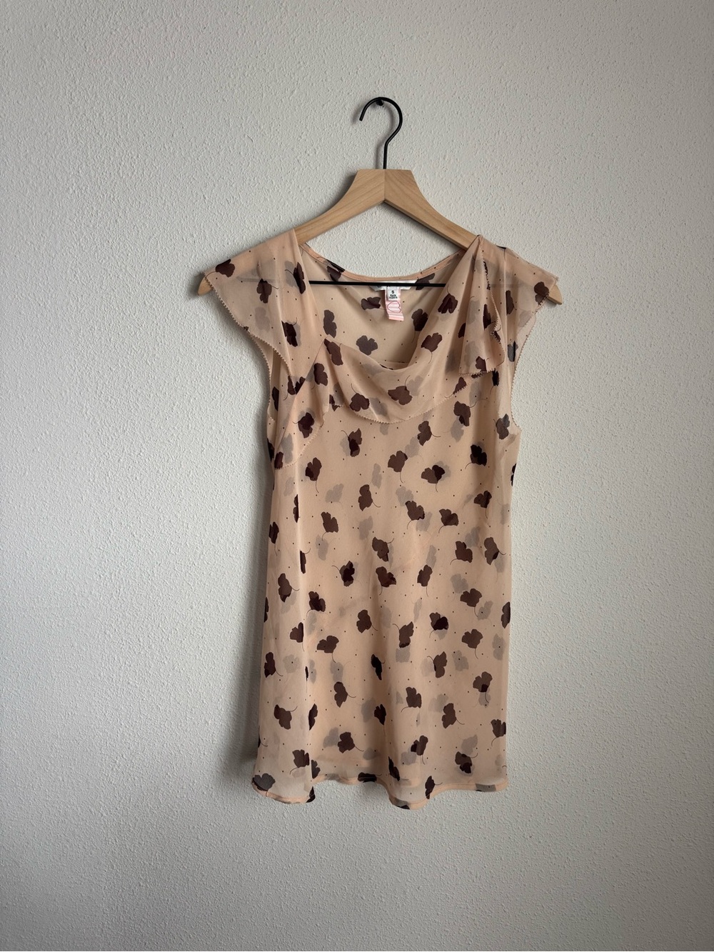 CAbi Beige Floral-Print Blouse with Brown Motif